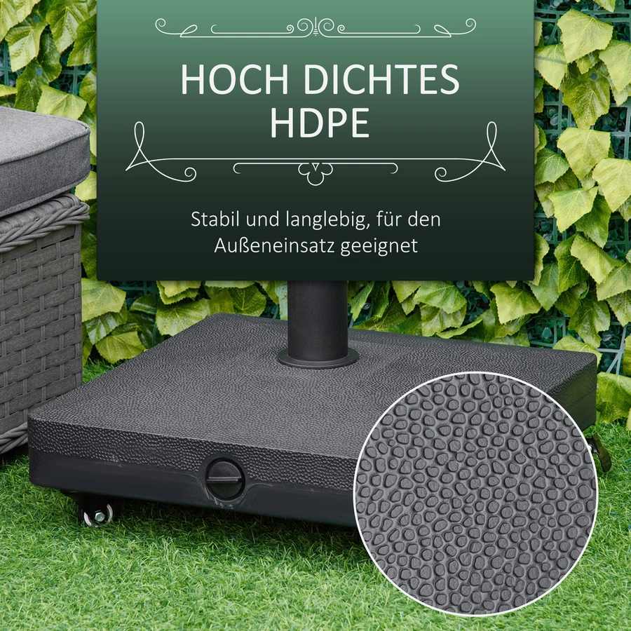 Outsunny Sonnenschirmständer mit 4 flexiblen Rädern schwarz