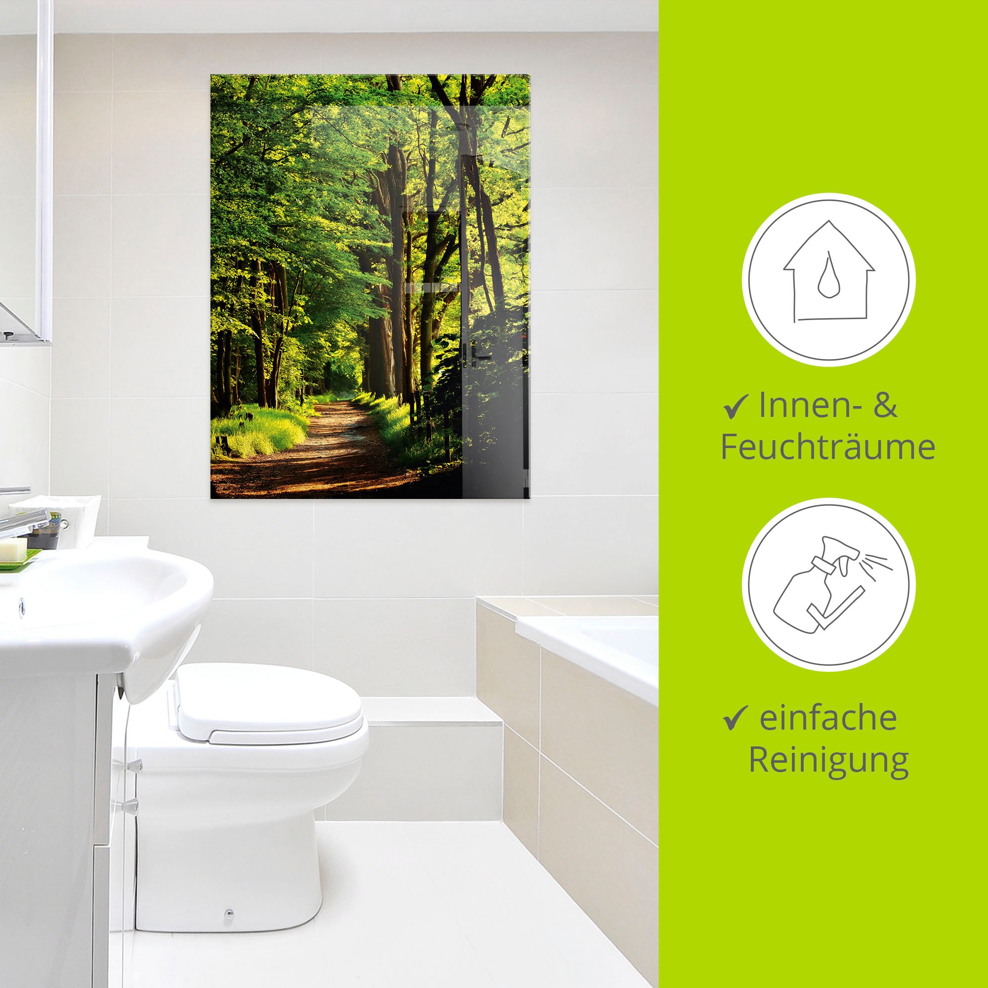 Artland Glasbild »Weg im Wald« Wald 1 Stk. tlg. in verschiedenen Grössen