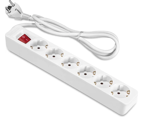 ON Extension lead 6-way socket grounded with switch, 1.5m white