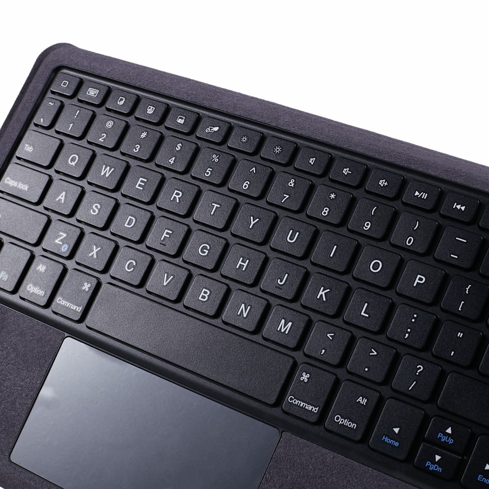 Samsung Galaxy Tab S10 FE / Tab S9 FE / Tab S9 Leder Tasche mit Bluetooth Tastatur   Touch Pad und S Pen Halter (QWERTY) - Schwarz