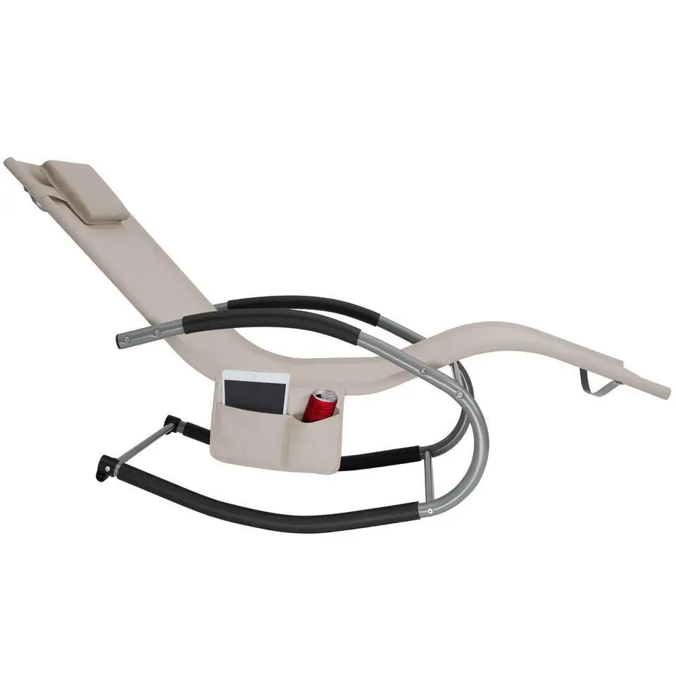 tectake Ligstoel Taya, ergonomisch, schommelfunctie, Beige