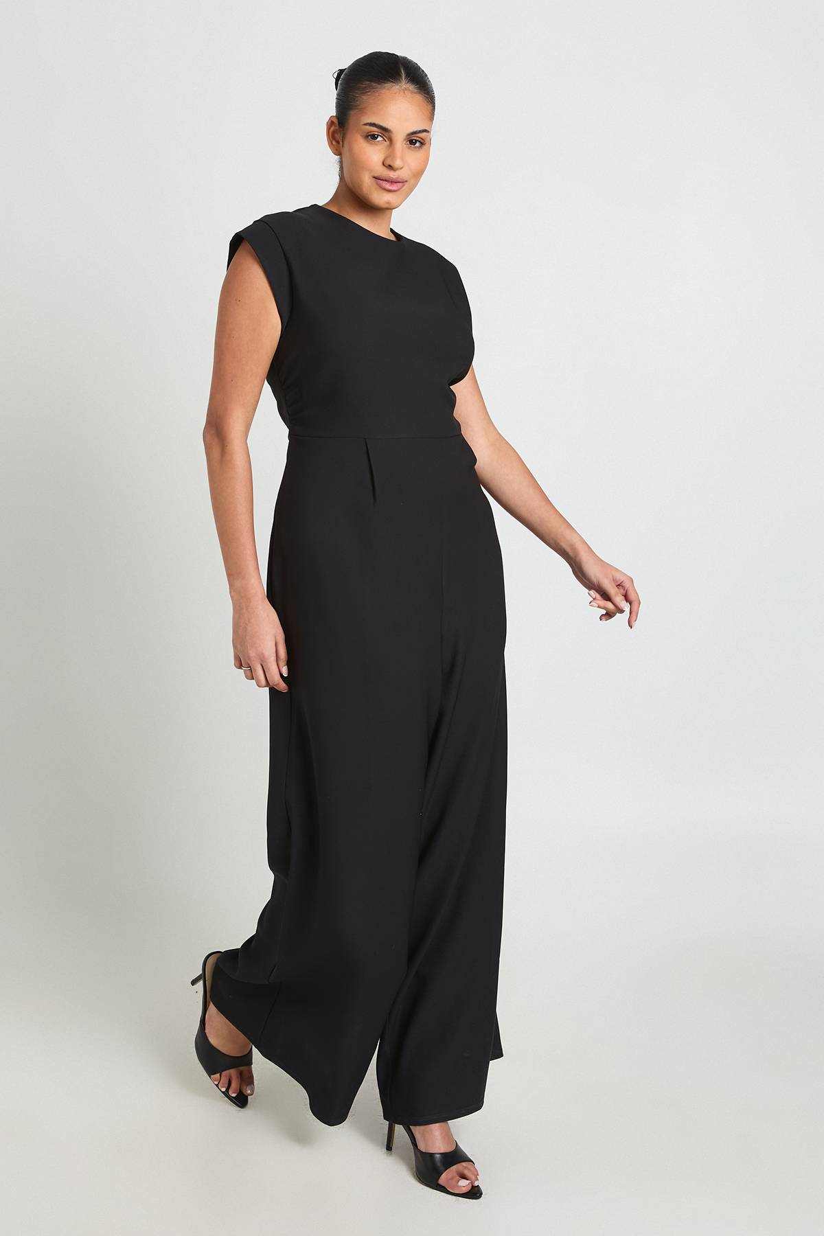 boohoo Combinaison Grande Taille À Jambes Larges Avec Taille Froncée