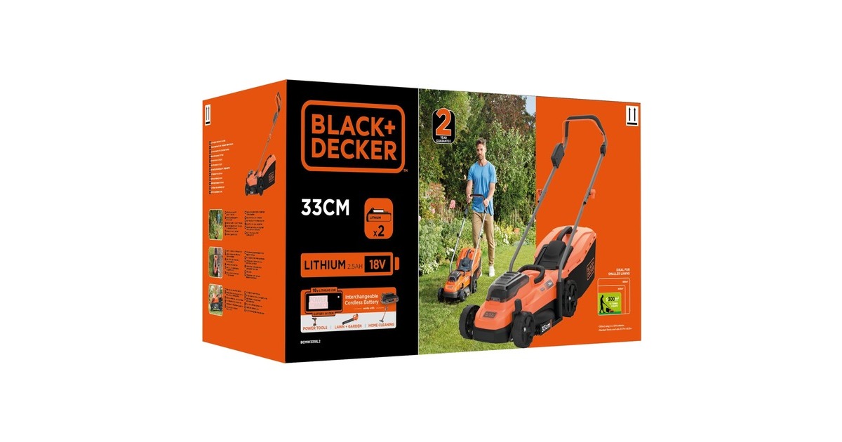 BLACK+DECKERBCMW3318L2-QW 2x 18V grasmaaier  (Oranje/zwart, 2x 18V 2.5Ah Accu en oplader inbegrepen)