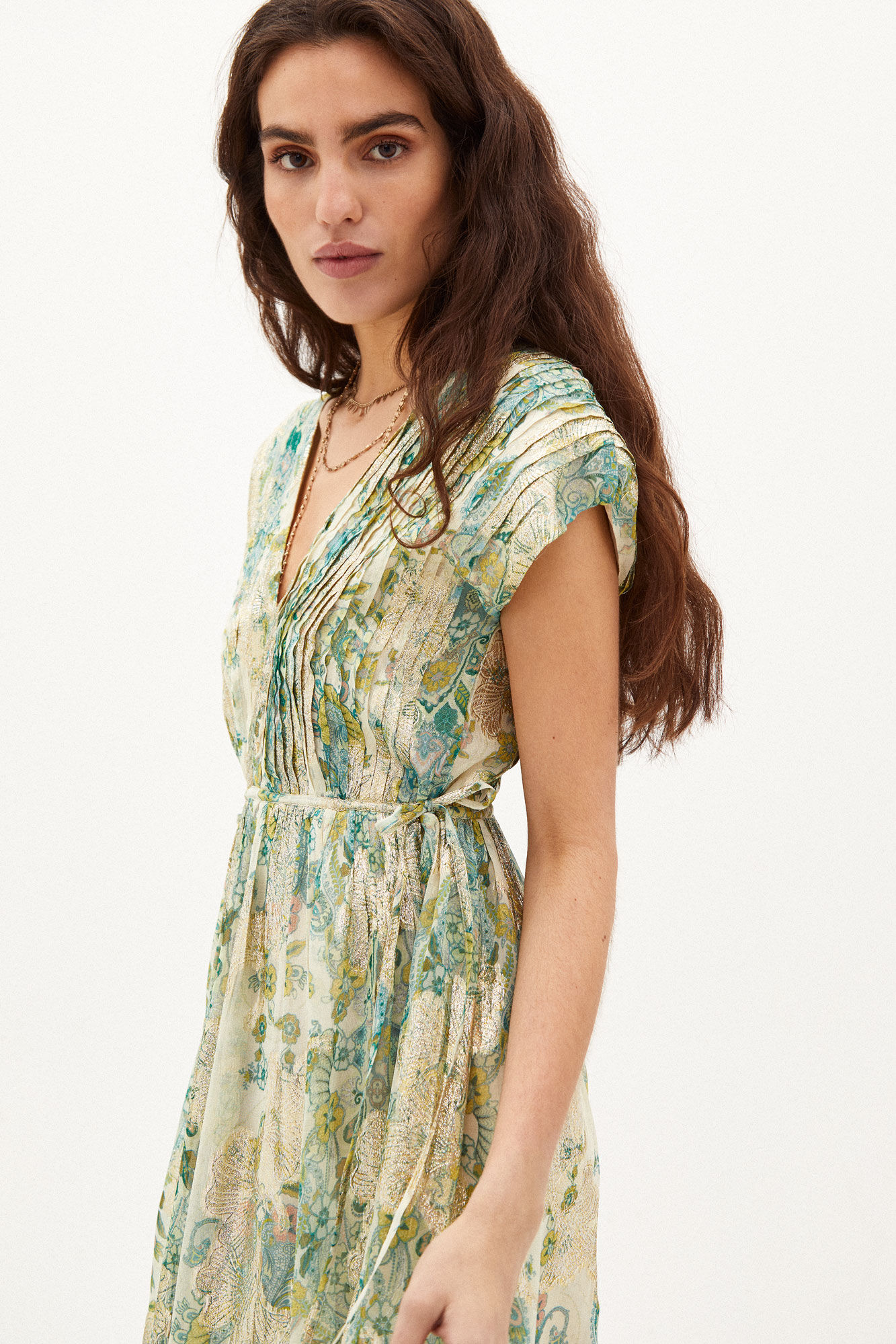 Quase. Vestido midi estampado - Verde