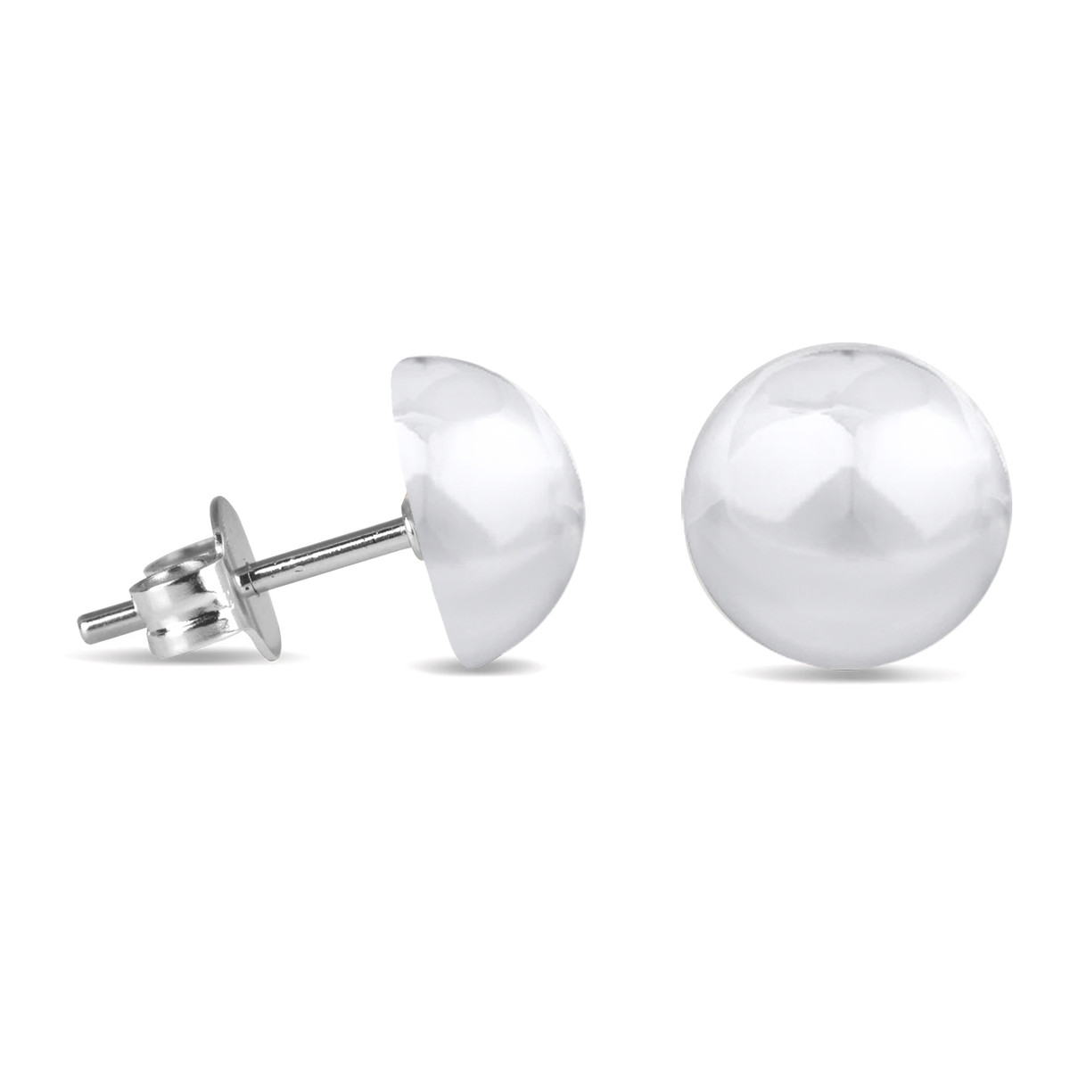 Boucles d'oreille argent rhodié demi boule 10MM