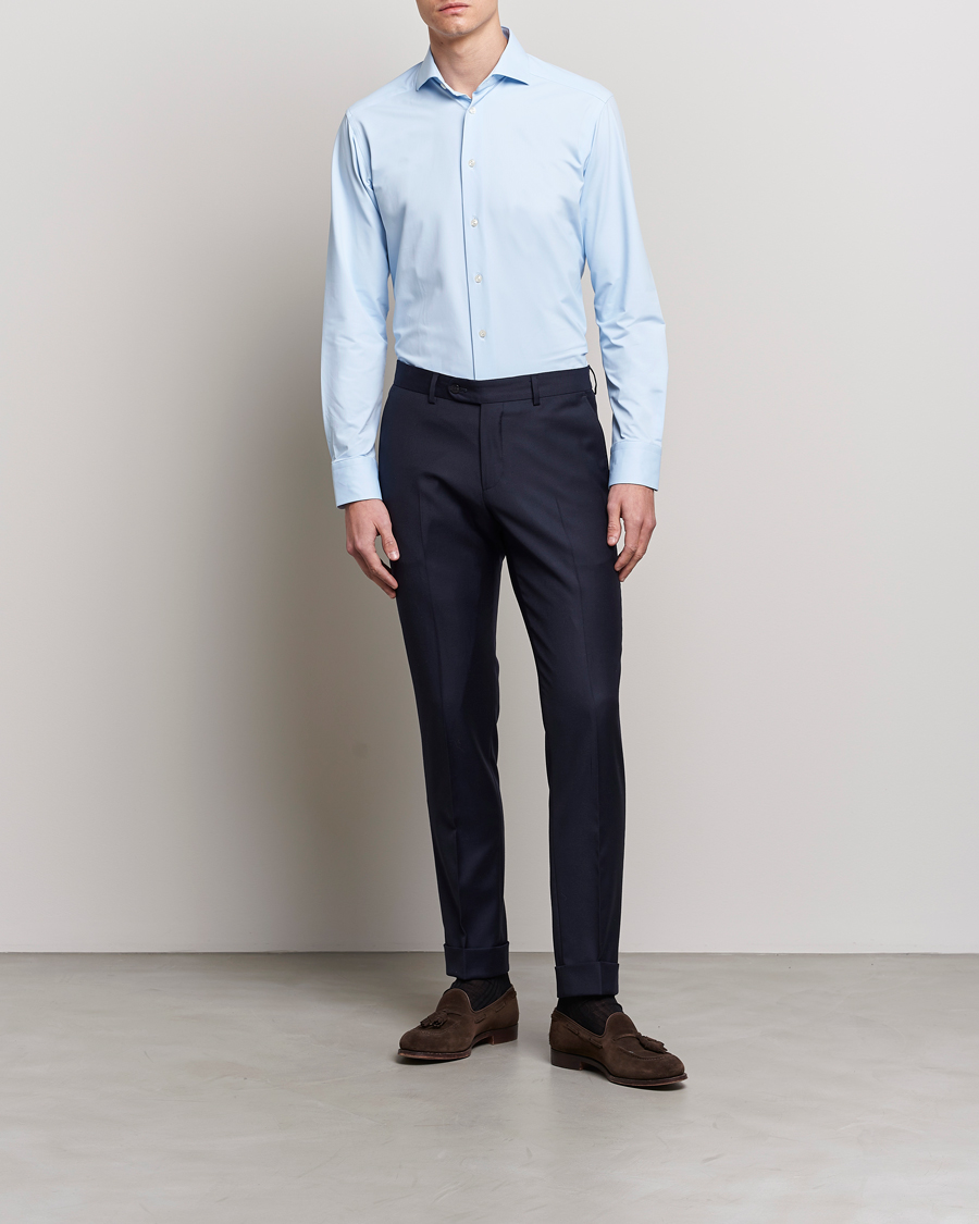 Eton Slim Fit Four Way Stretch Shirt Light Blue