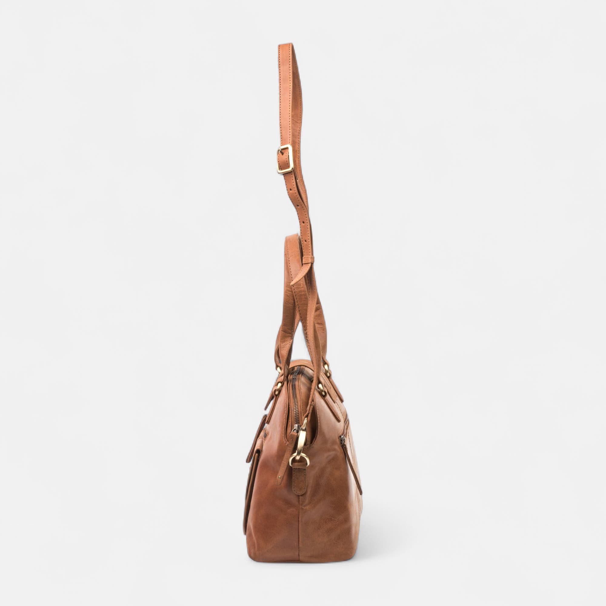 Sac à main en cuir cognac