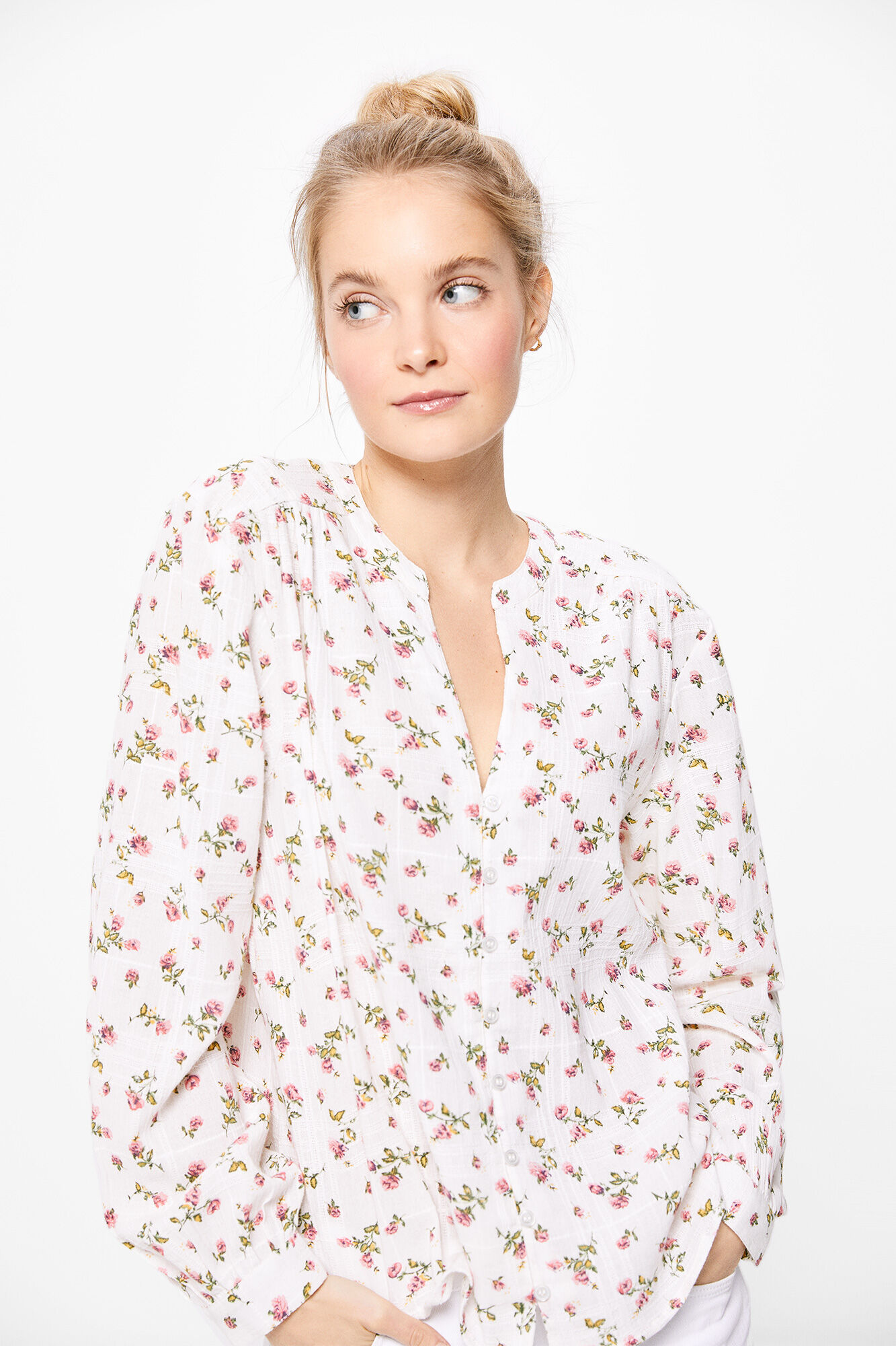 Blusa floral de algodão - Marrom