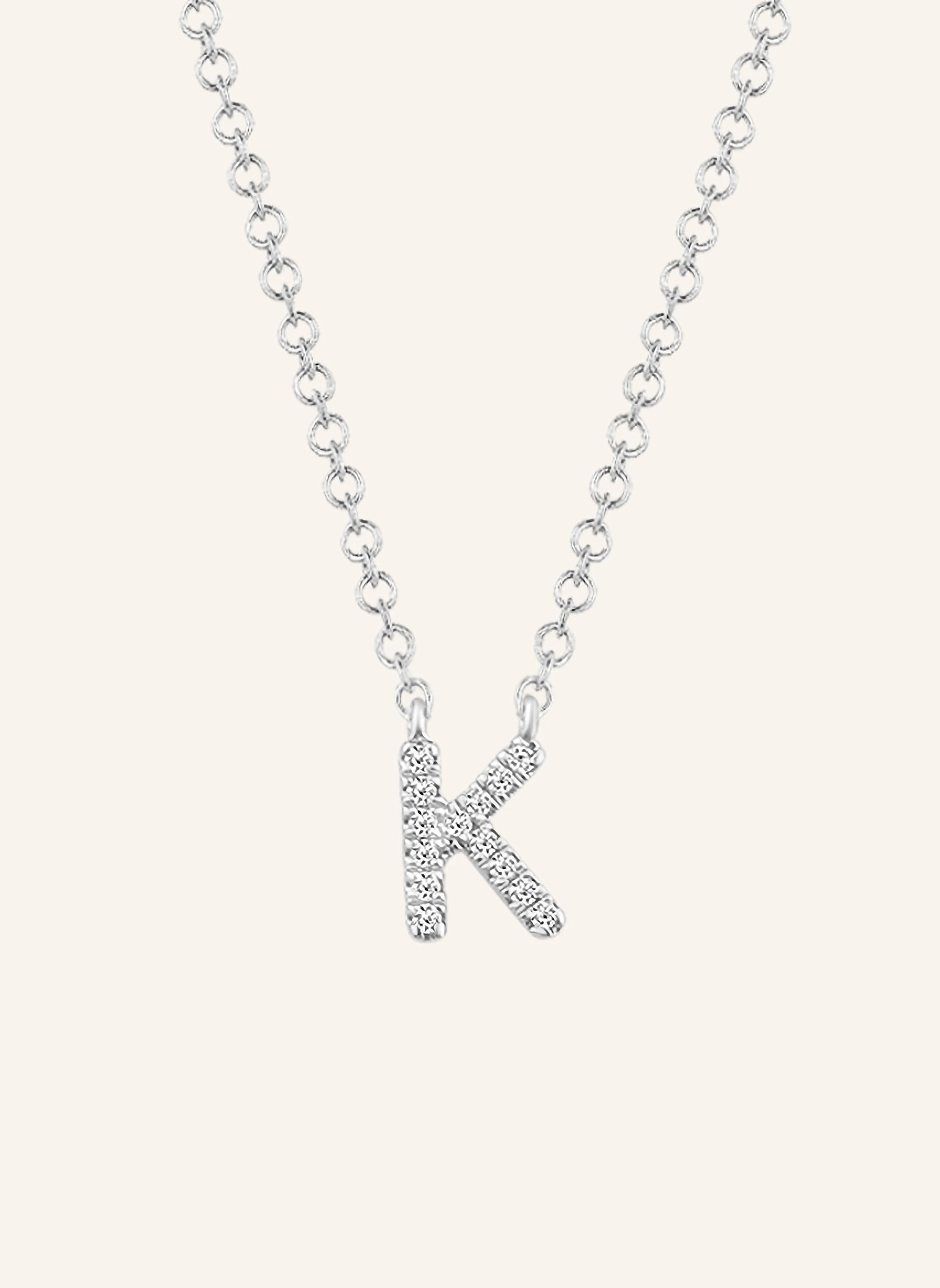 Leaf INITIALIEN Halskette „K“ aus 14 Karat Weißgold mit Diamanten