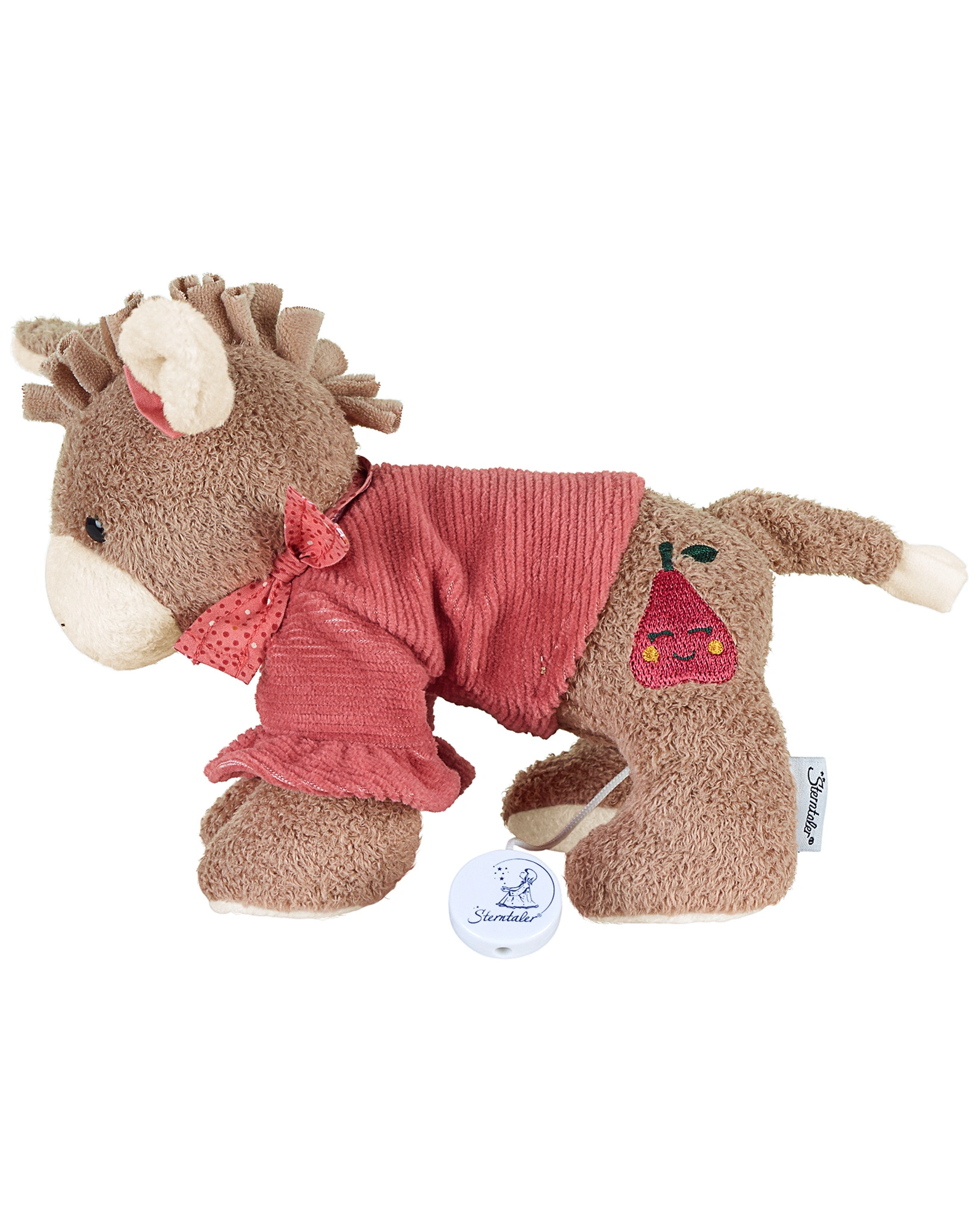 Spieluhr ESEL EMMILY (17 cm) in hellrot/hellbraun