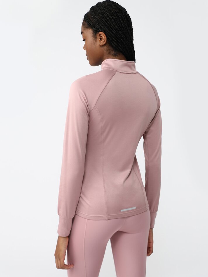 Camiseta esportiva rosa de gola alta