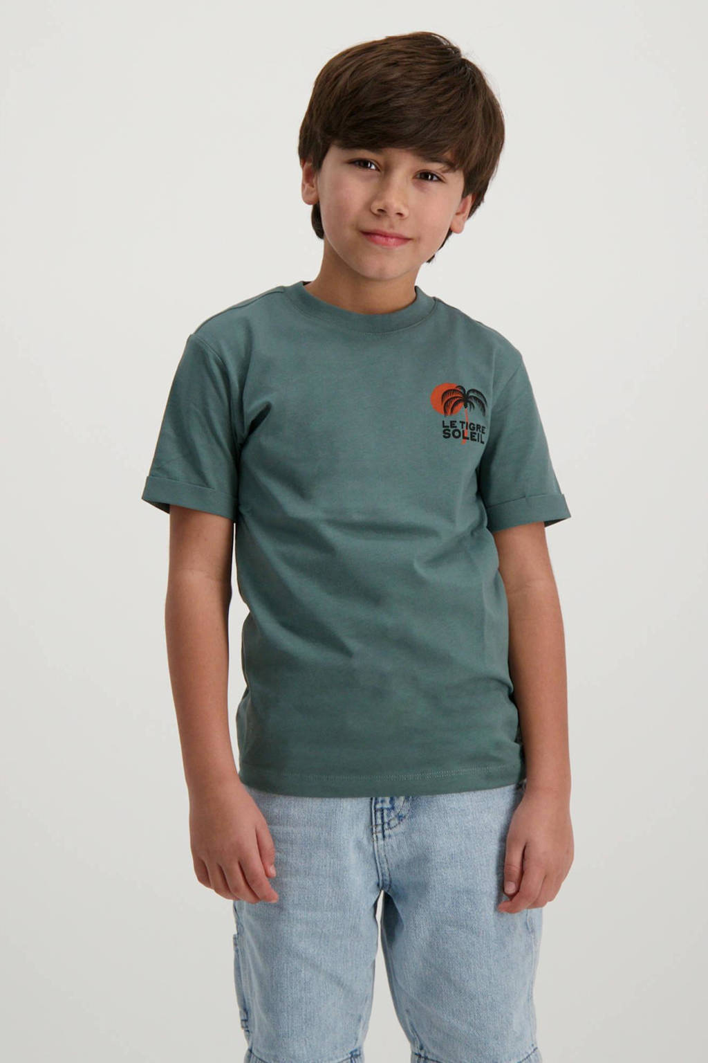 Cars T-shirt DRAYCO met backprint mosgroen
