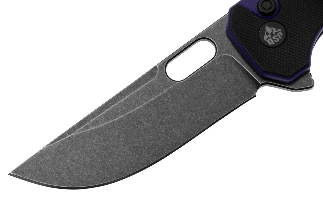 QSP Knife Unicorn QS156-B2 Dark Stonewashed Black Purple G10, zakmes