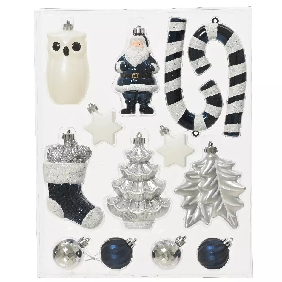Kit de décoration de sapin de Noël Manaé Argent