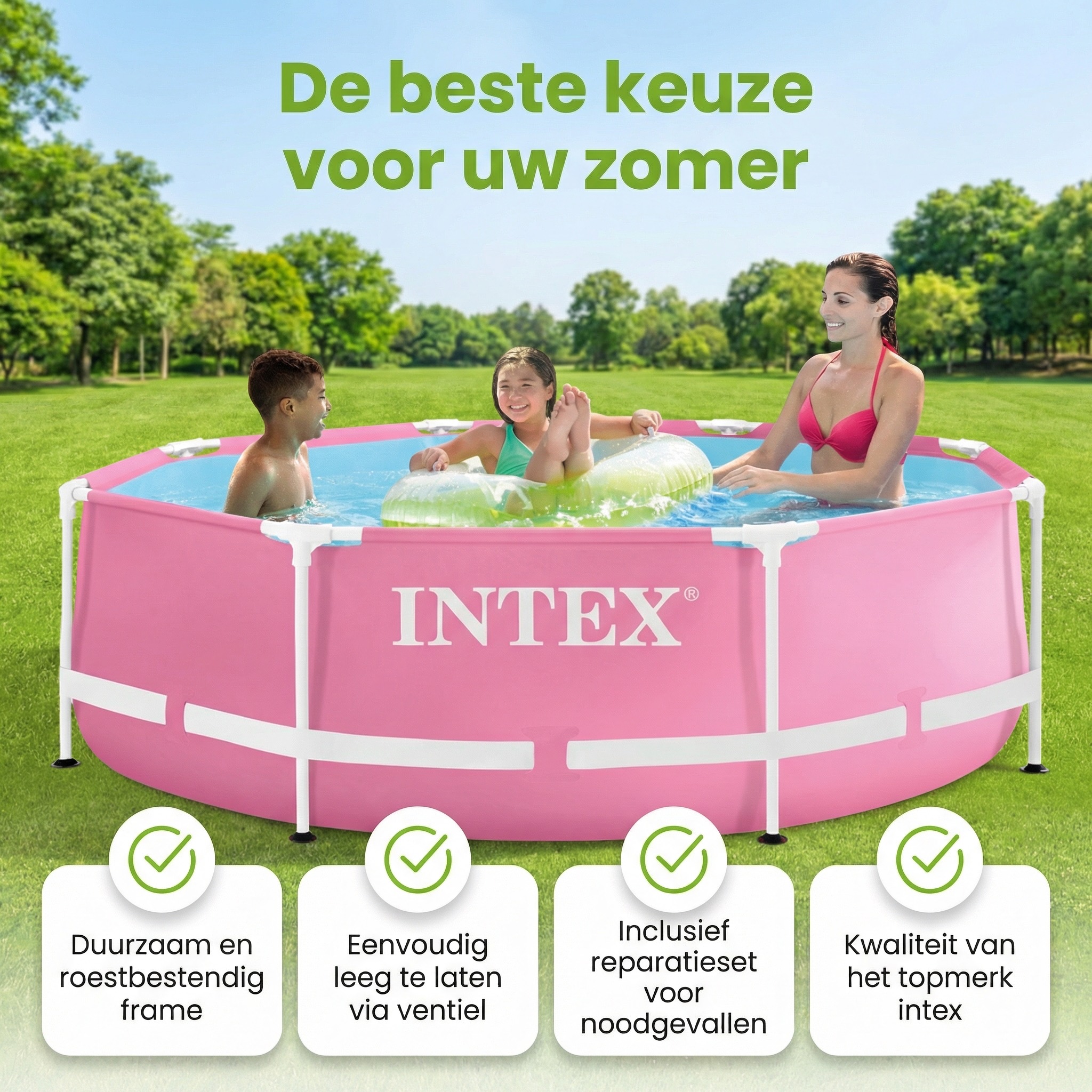 Intex Metal Frame 244x76cm Zwembad - Pink