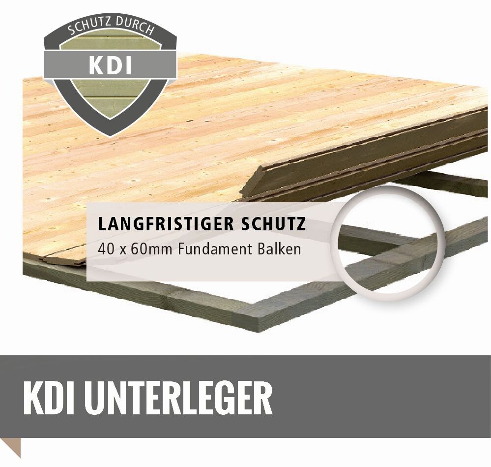 Karibu Holz Gartenhaus Hombach mit Anbaudach 14mm Wandstärke