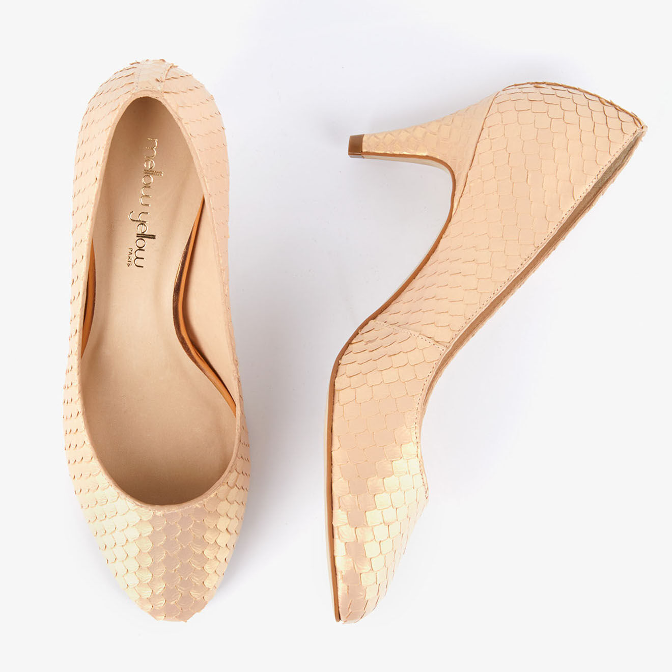 Mellow Yellow Escarpins en Cuir Hullya roses - Talon 7 cm