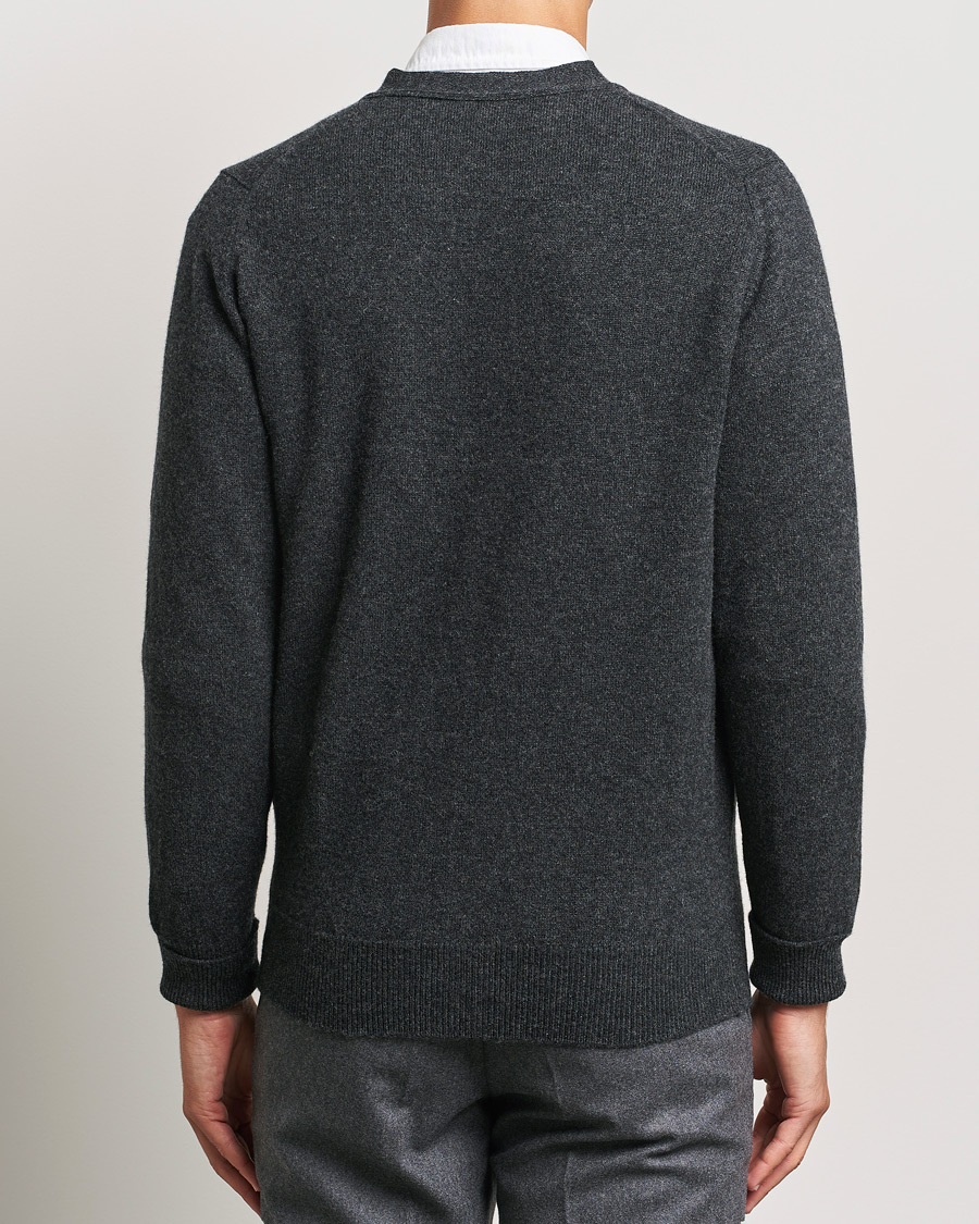 William Lockie Rob Lambswool Cardigan Charcoal