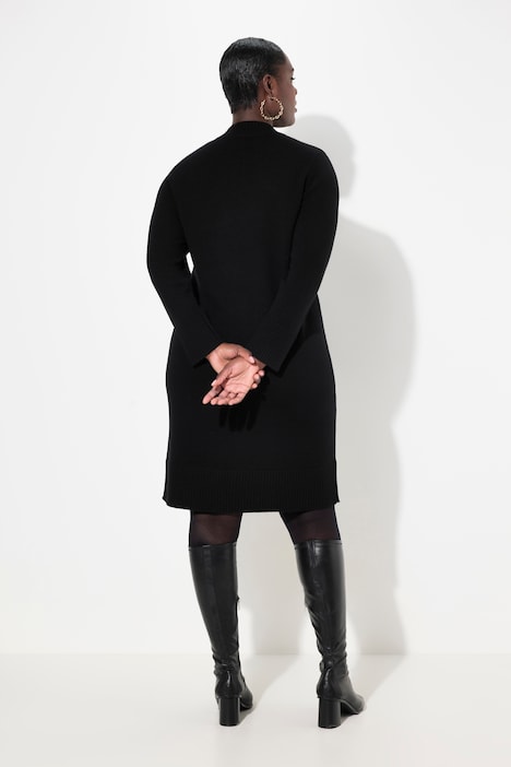 Strickkleid, Rippstrickstreifen, Stehkragen, Langarm