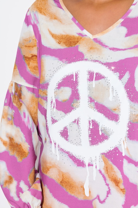 Tunika, A-Linie, Batik-Muster, Peace-Zeichen