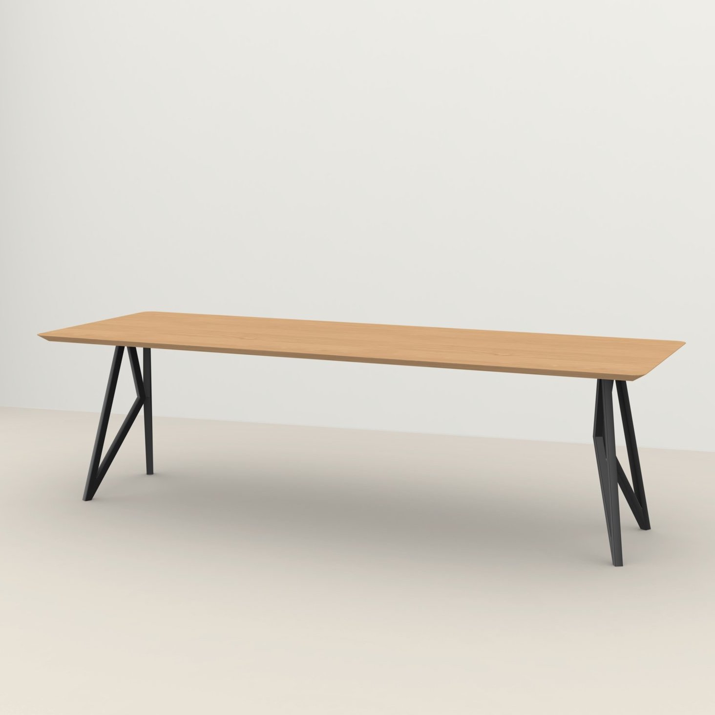 Studio HENK tafel Butterfly Rechthoekig - zwart frame, hardwax light 3041 220 x 90 cm | HWO NL 3041 | Verjongde Rand | Frame Zwart