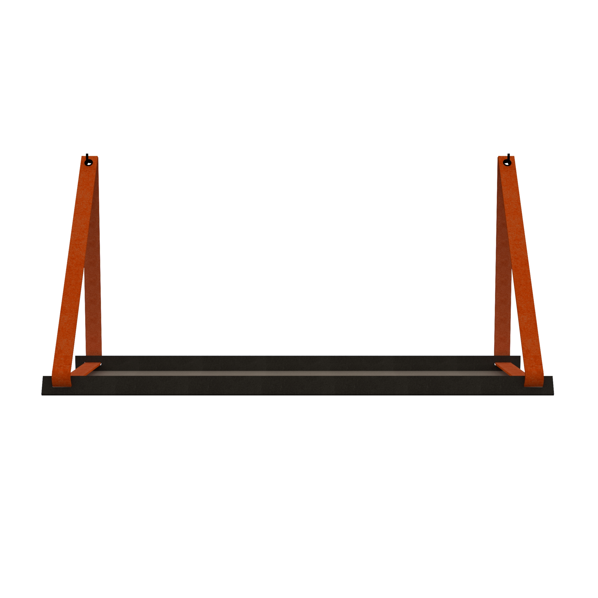 Stalen wandplank 98x20cm - incl. leren plankdragers Stalen wandplank met leren plankdragers - Suede Brick