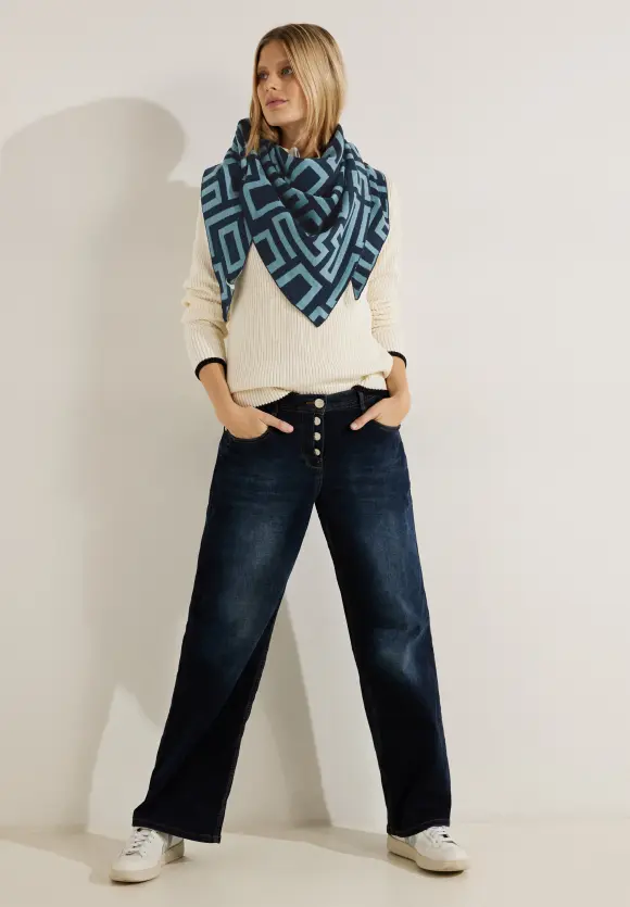 Print Dreieckstuch - strong petrol blue