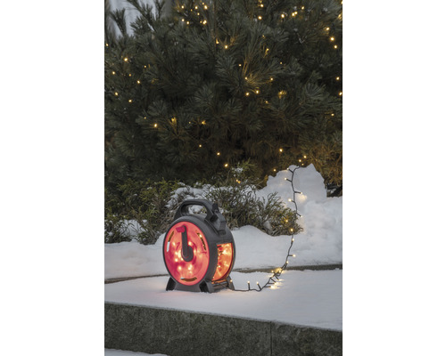 Konstsmide lichtsnoer, 13,93 m + 10 m aansluitdraad, 200 LED's, warm wit licht, incl. kabelhaspel