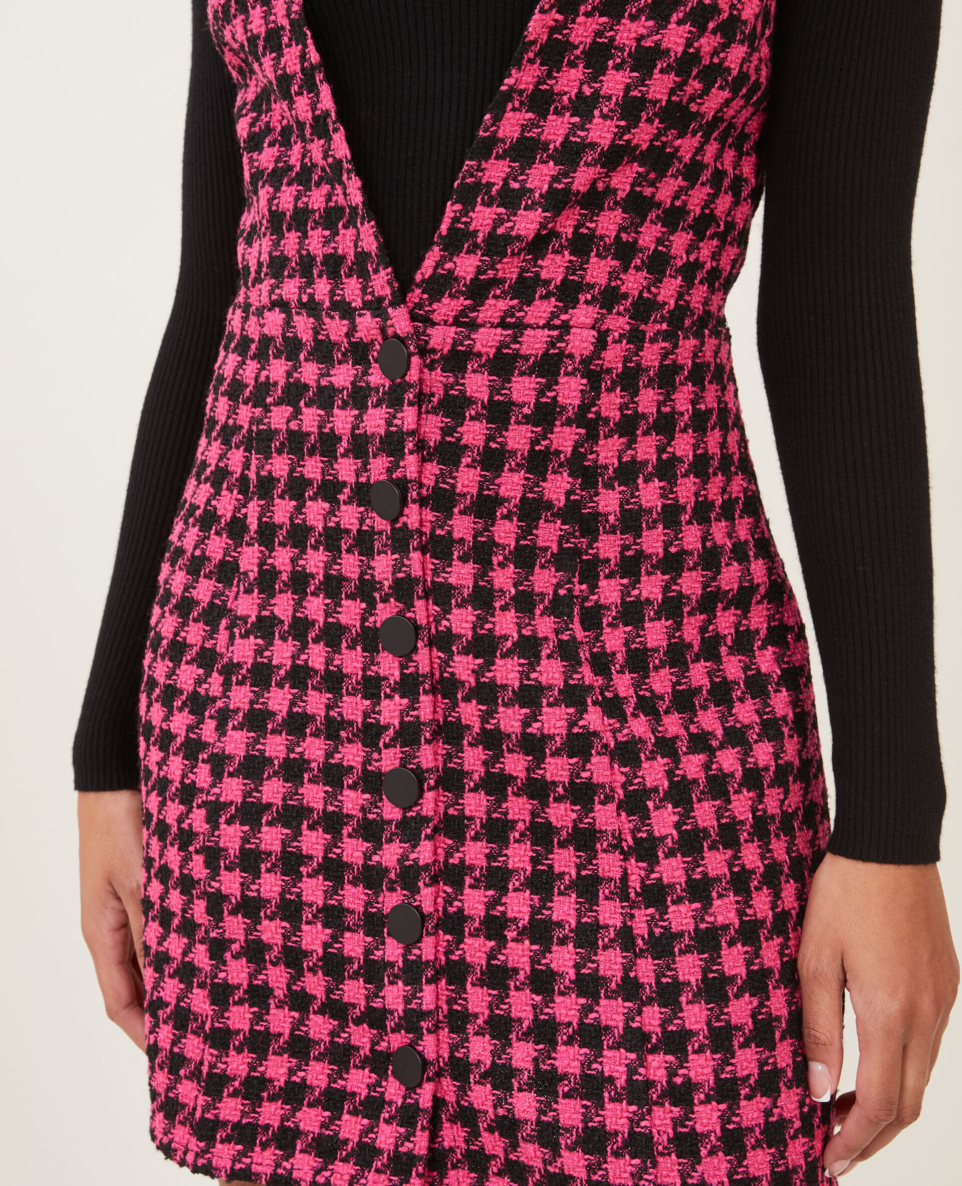 Robe en tweed avec boutons - Rose fuchsia