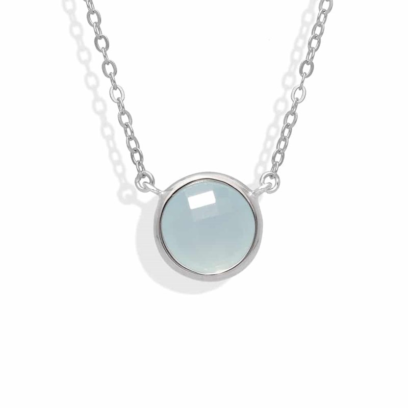 Collier Argent Valentine Cristal Vert Eau