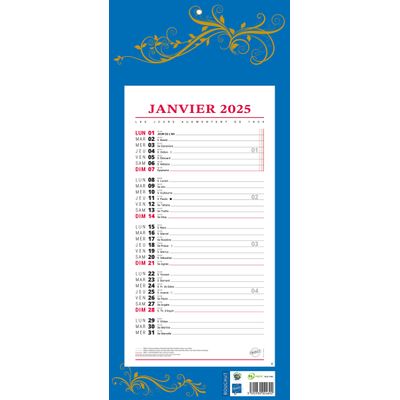 Calendrier bloc mensuel à feuillets année civile BOUCHUT 