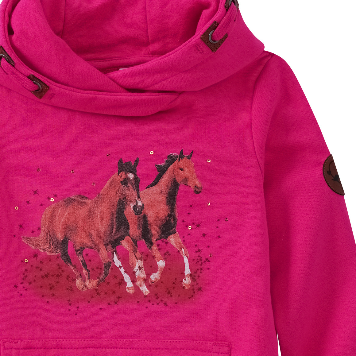 Yigga Mädchen Hoodie mit Pferde-Motiv pink