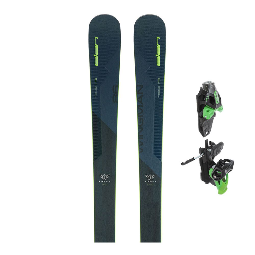 Elan WINGMAN 86 TI FUSION X + EMX 11.0 GW - Pack skis all mountain + Fixations Homme blue/green