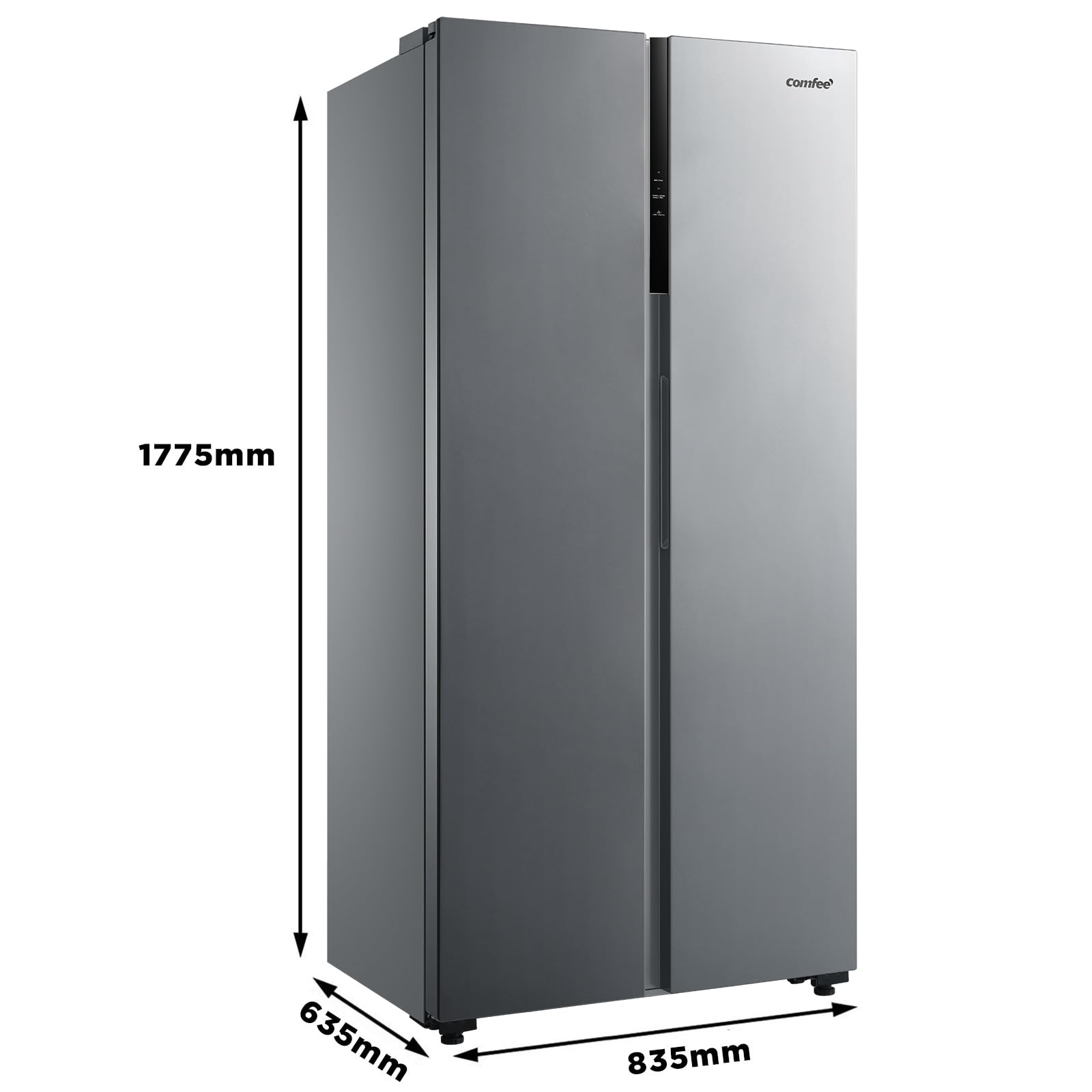 Comfee' RCS609IX2 Réfrigérateur-Congélateur Américan/No Frost/Compresseur Inverter/Hauteur 177,5 cm/460 L(271+189) de Réfrigération/Double contrôle/Su