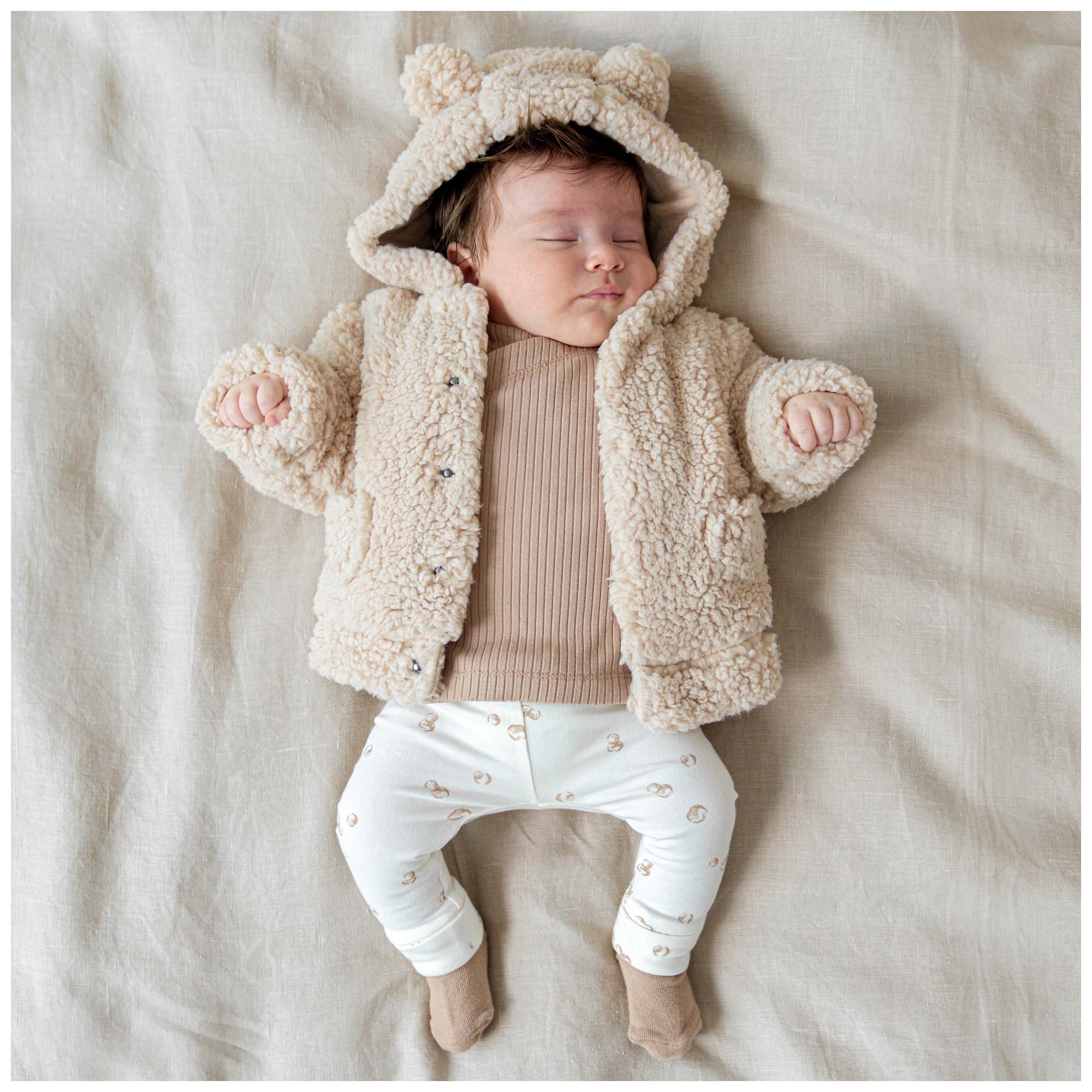 Prénatal newborn jas teddy  effen beige