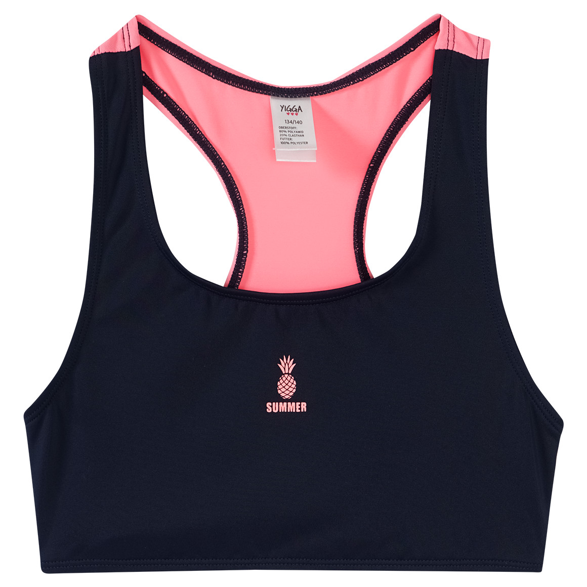 Yigga Mädchen Bikini mit Ananas-Motiven dunkelblau