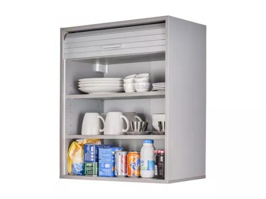 Meuble Haut de Cuisine Imitation Aluminium 2 Etagères L 60 H 72 P 35 cm