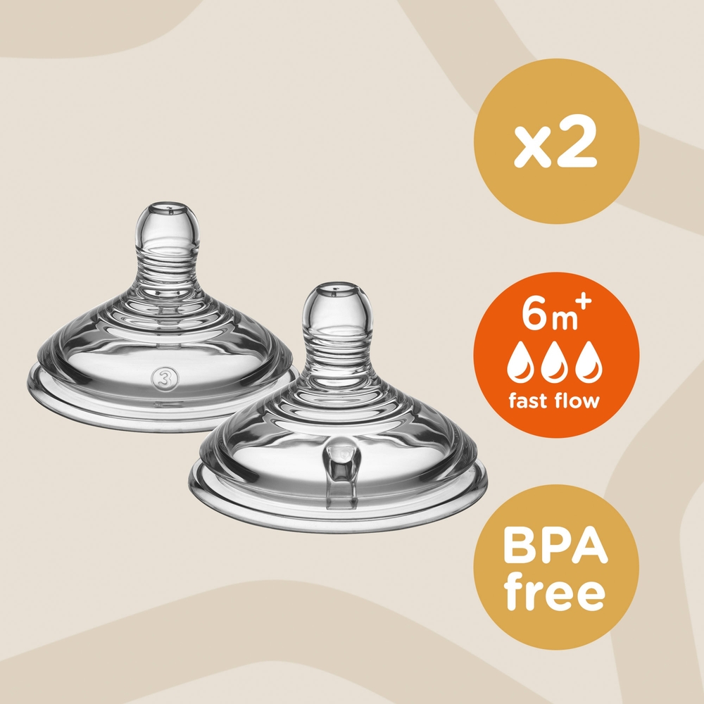 Tommee Tippee Closer to Nature Schnellfluss-Flaschensauger, 2er-Pack