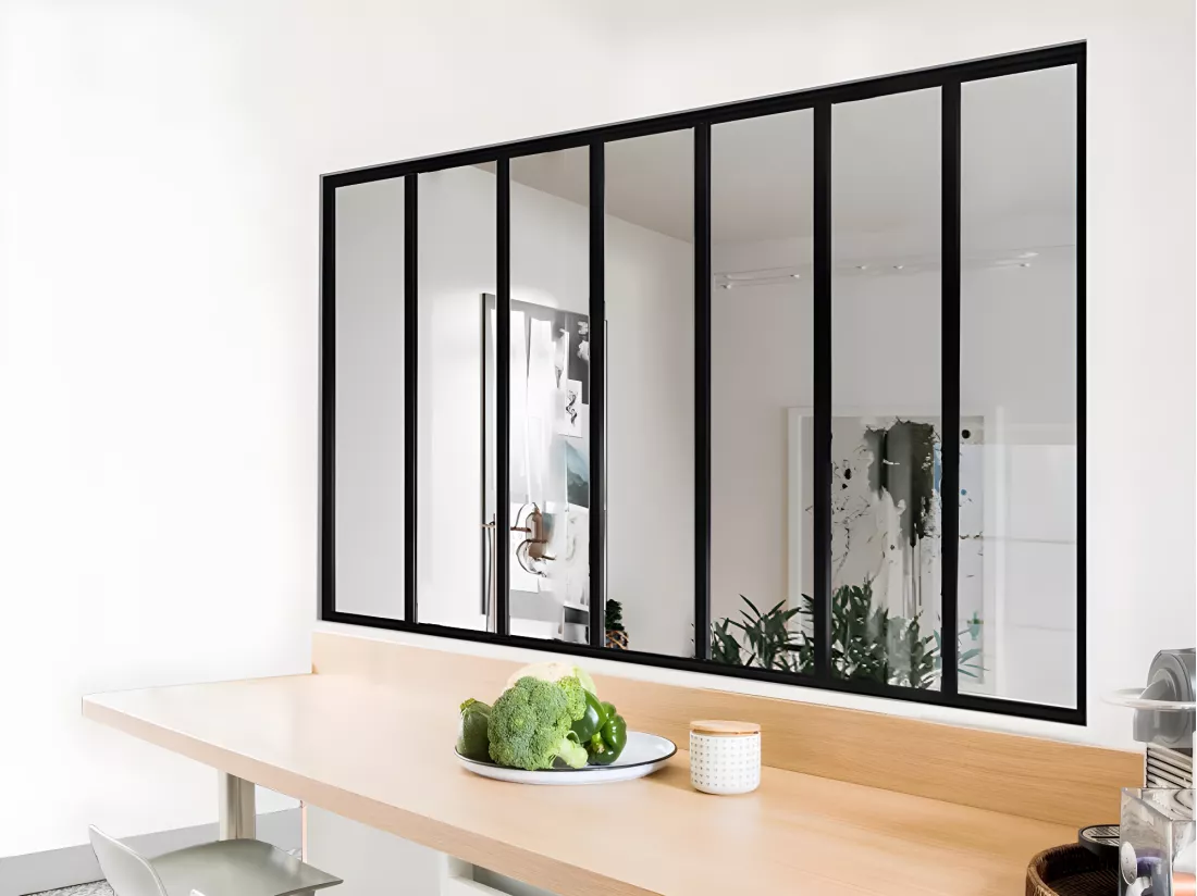 Verrière atelier en aluminium thermolaqué - 210x105 cm - Noir - BAYVIEW