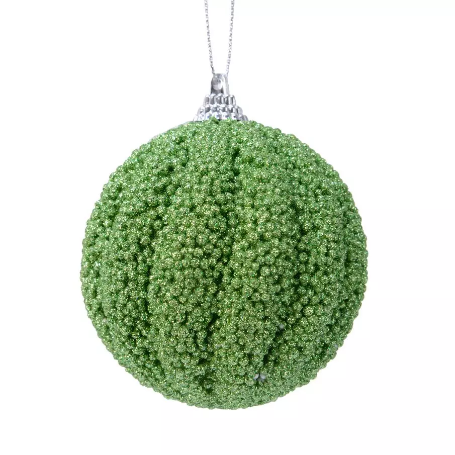 Lot de 12 boules de Noël (D80 mm) Etincelle Vert gui