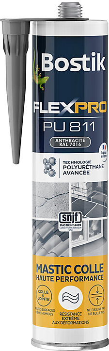 Mastic colle Bostik Flexpro PU 811 gris anthracite 300ml