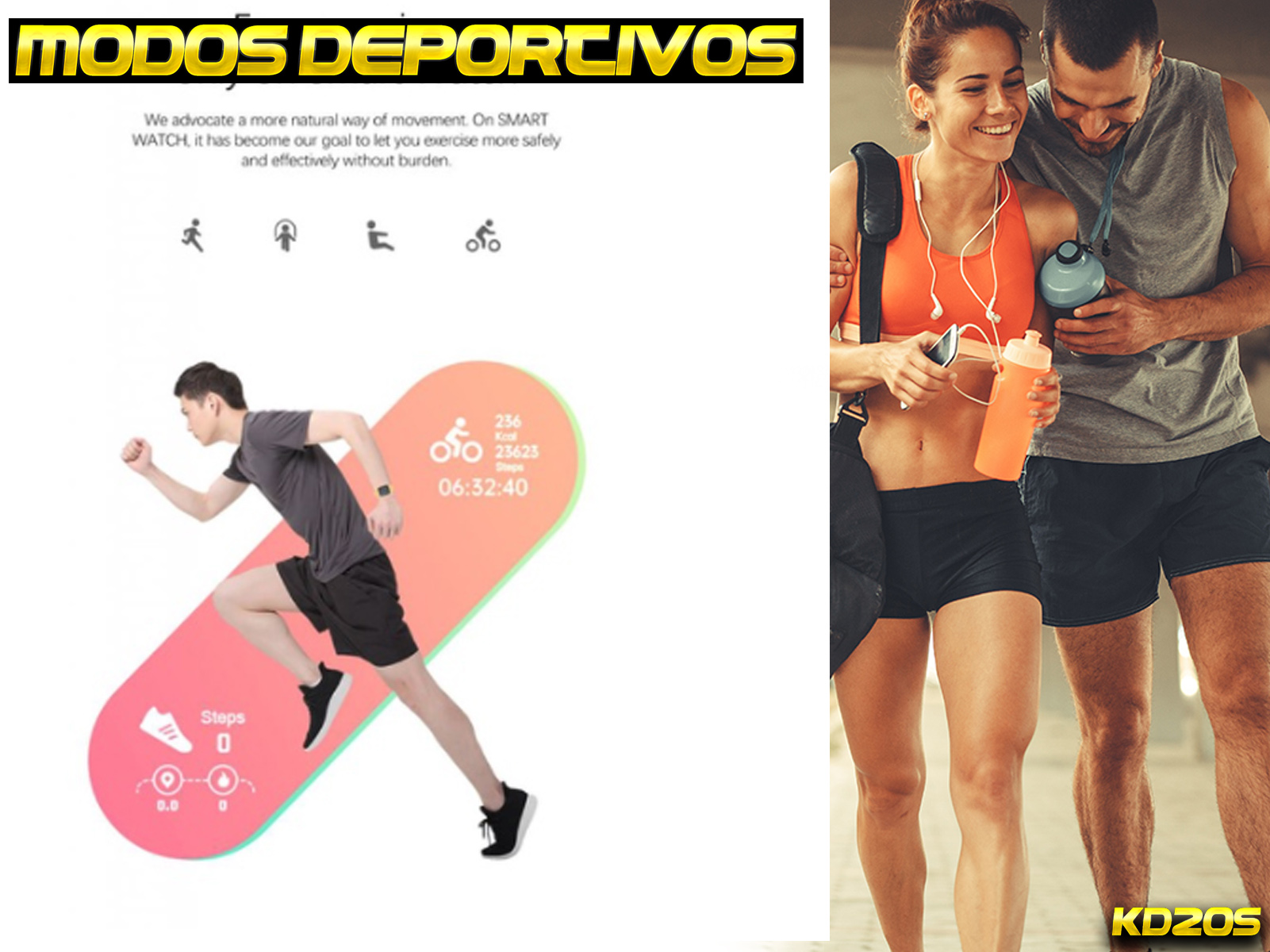Relógio Esportivo Inteligente Klack para Corrida com Monitor de Frequência Cardíaca
