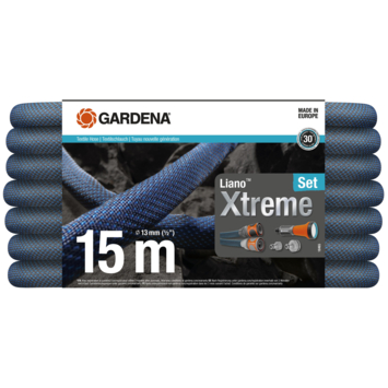 Gardena tuinslang textiel 15m Liano™ Xtreme (incl. sproeikop, koppelingen en kraanstuk)
