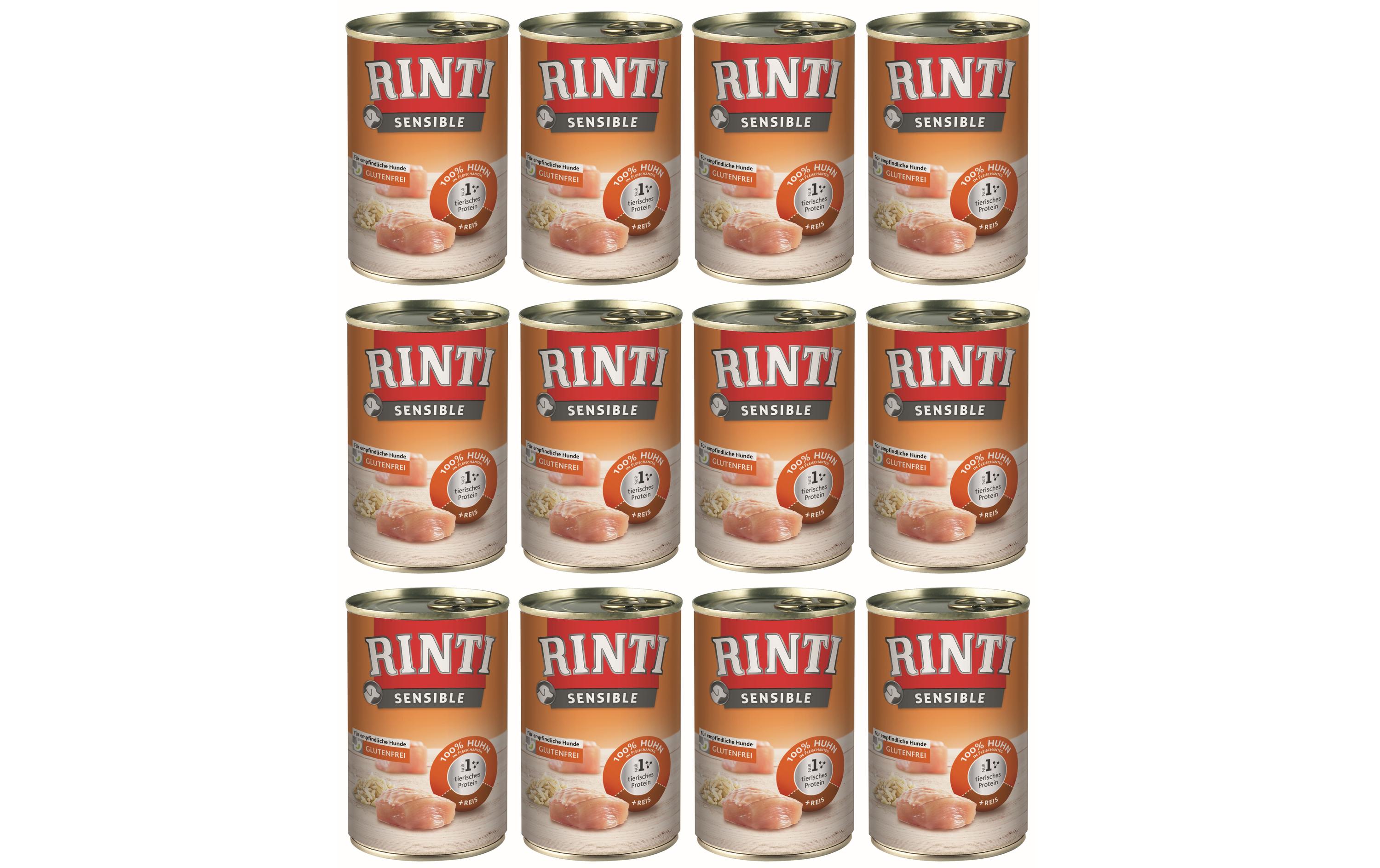 Nassfutter Sensible Dose Huhn + Reis, 12 x 400 gAlleinfuttermittel für ausgewachsene Hunde