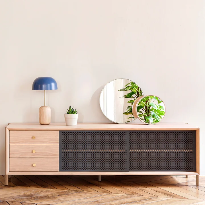 Hartô - Gabin Sideboard mit Schubladen, Walnuss natur / schiefergrau