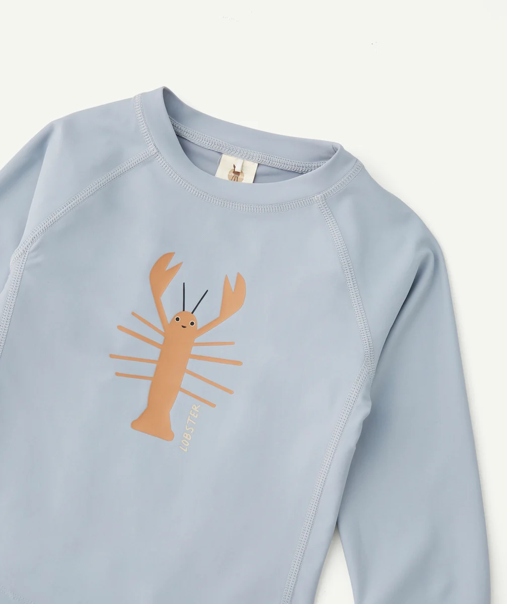 LASSIGT-SHIRT ANTI-UV BÉBÉ BLEU IMPRIMÉ ÉCREVISSE