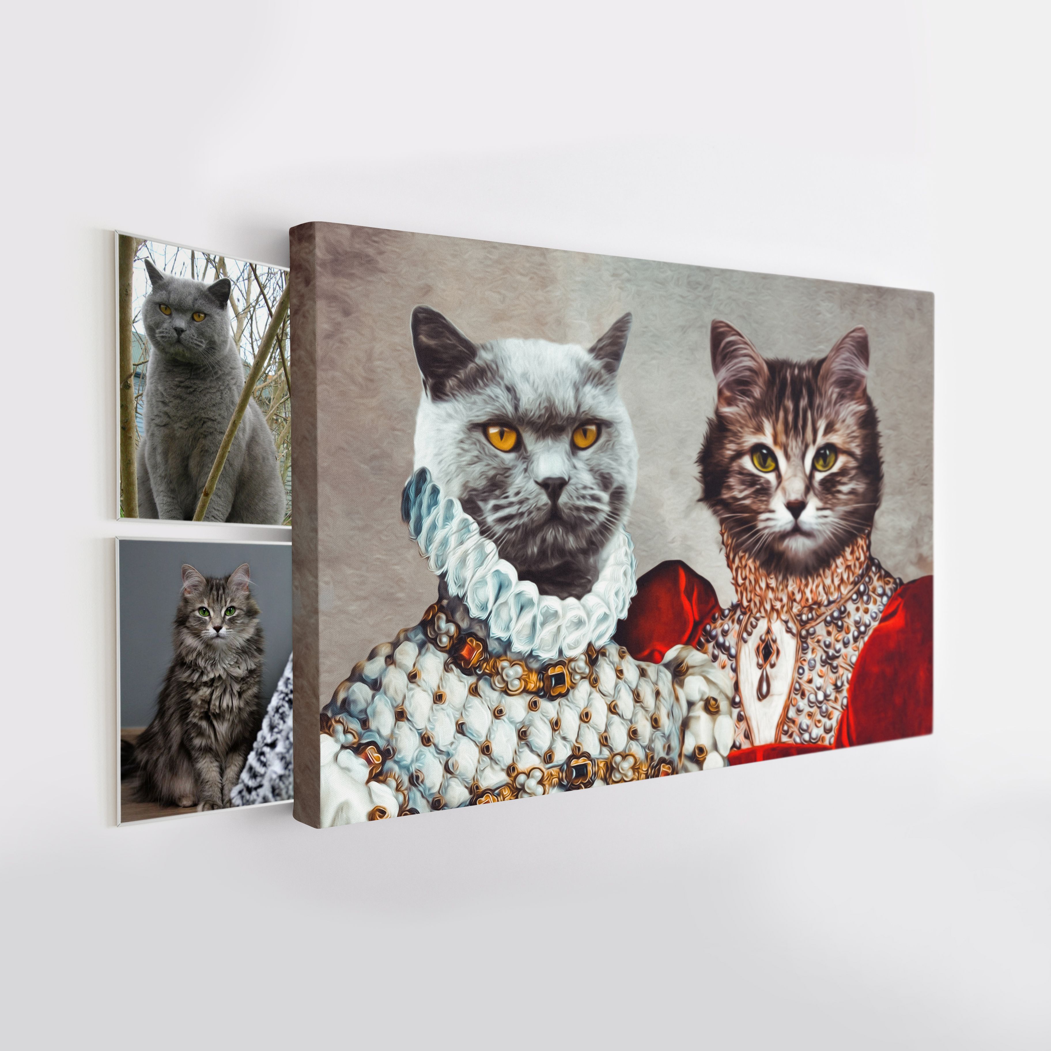 Retrato personalizado do seu animal de estimação em tela da Pet Story - The Queens