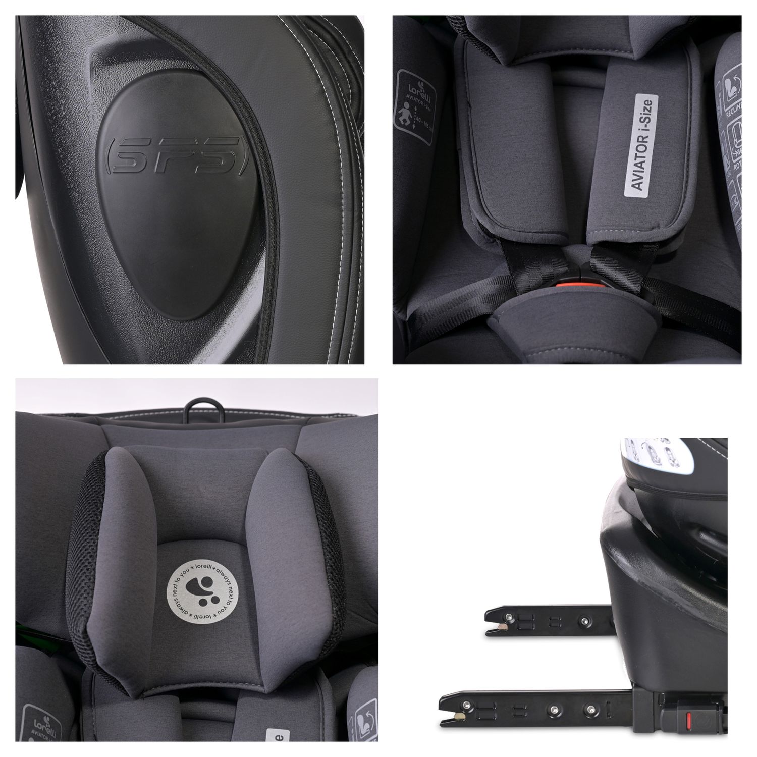 Lorelli Kindersitz i-Size Aviator (40-150cm) 360° drehbar, verstellbar, Isofix grau