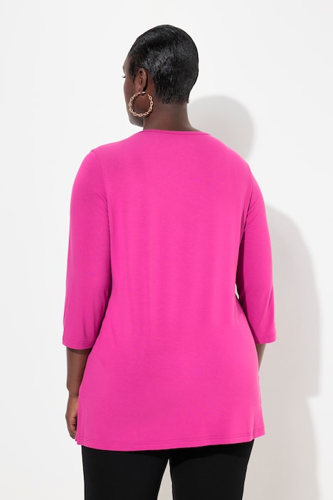 Shirt, tiefer Rundhalsausschnitt, 3/4 Arm