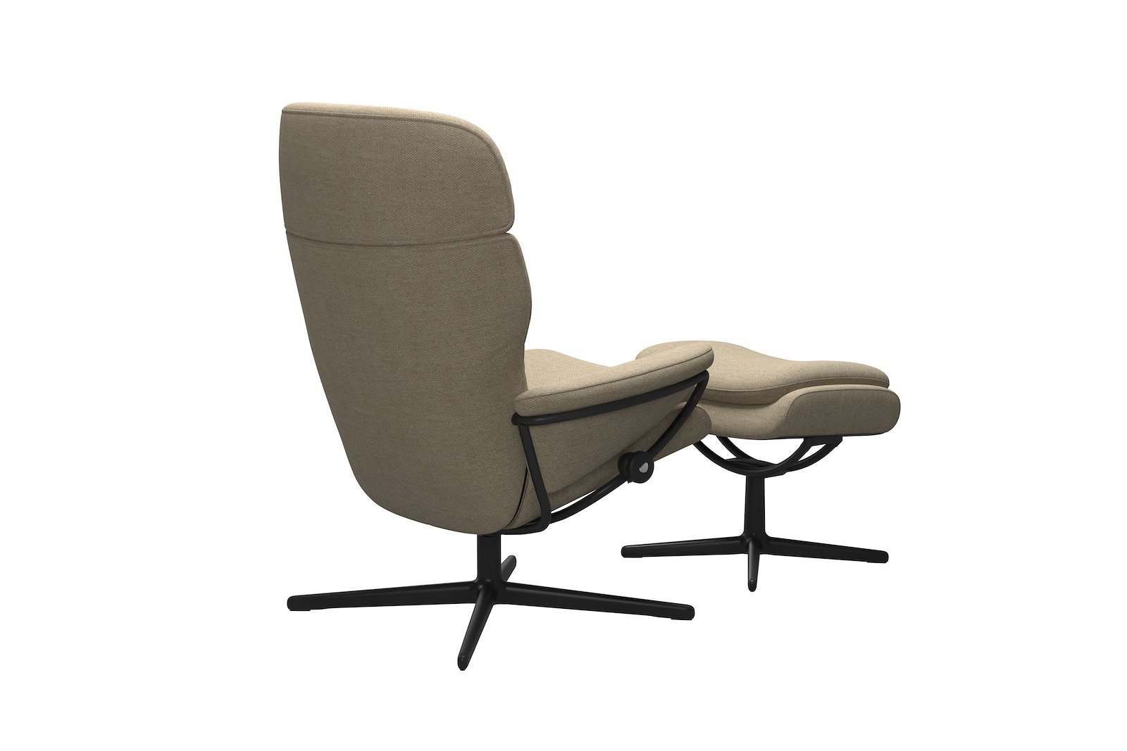 Rome lenestol m/krakk Tesktil Peony Beige - Cross - Matt Black